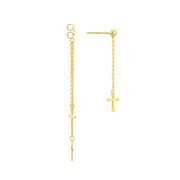 Dangle Cross Earrings 14K Solid Gold
