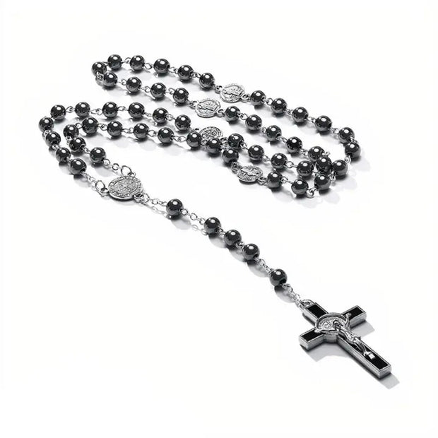 Catholic Rosary with Saint Benedict Medal and Jesus on the Cross • Rosary • Christian Religious Jewel