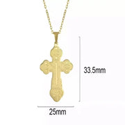 Gold Orthodox Cross Pendant Necklace -  Cross Jewelry